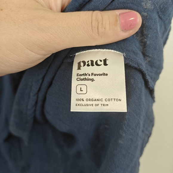 PACT Coastal Wrap Knee Length Cotton Skirt In French Navy Size LG Women's - Picture 15 of 15